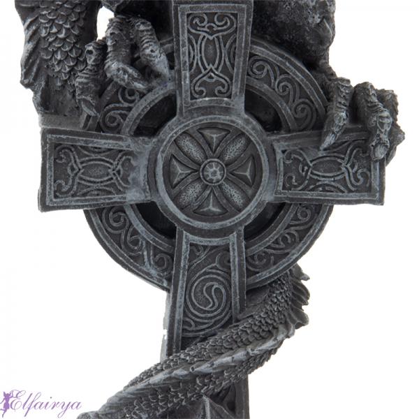 Drache mit keltischem Kreuz - Kerzenhalter